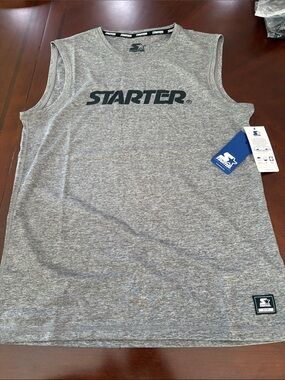 STARTER Gray Sleeveless Logo Tank Top Men’s Small New with Tags UPF 40+ Outdoor